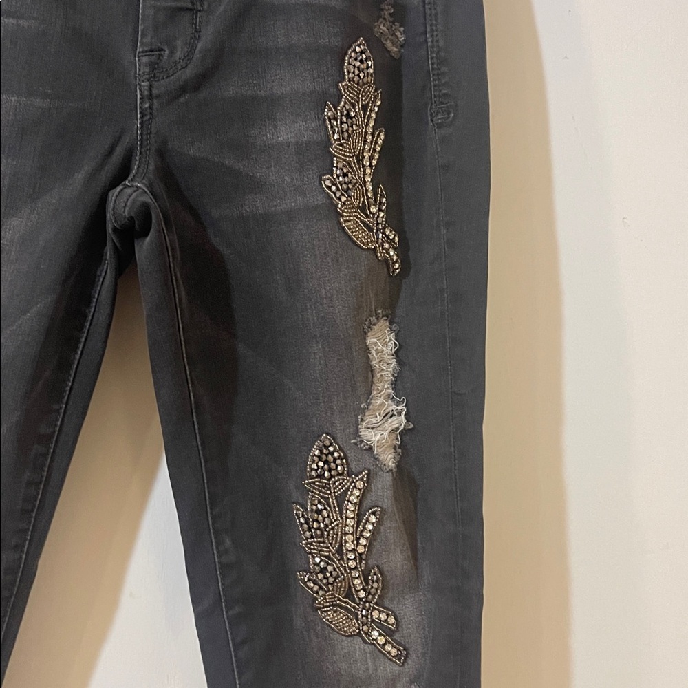 bebe Black Skinny Jeans with rhinestones - Picture 3 of 6